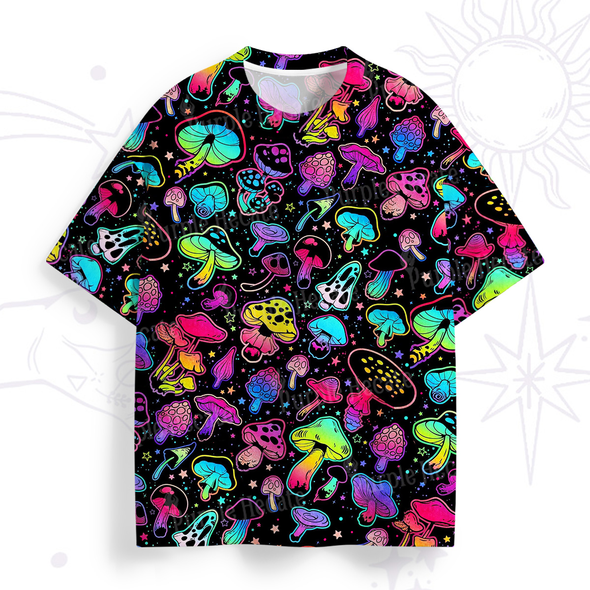 Purplehecate Psychedelic Mushroom Rave All Over Print T-Shirt