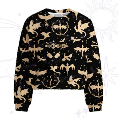 Purplehecate Fantasy Dragon Allover Fuzzy Crewneck Sweater