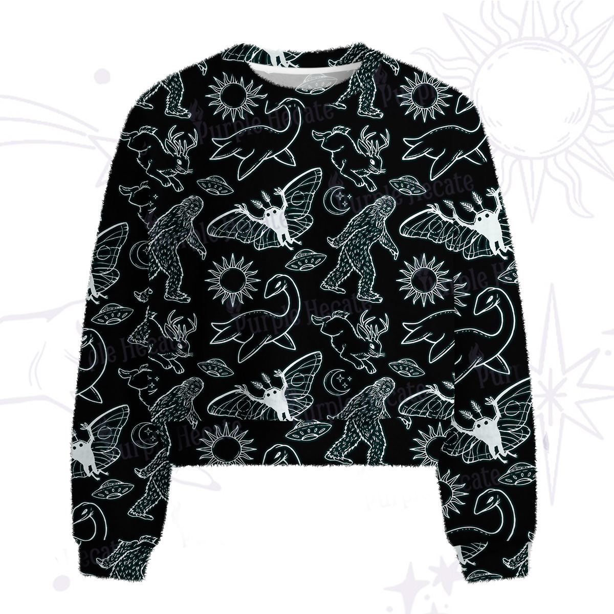 Purplehecate Cryptid Fuzzy Crewneck Sweater