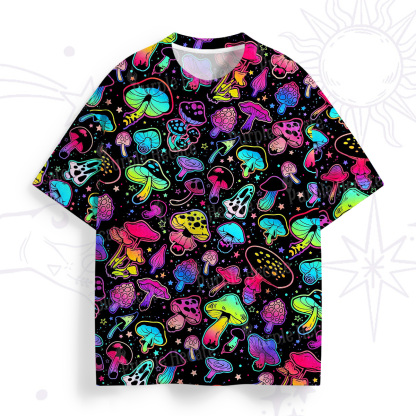 Purplehecate Psychedelic Mushroom Rave All Over Print T-Shirt