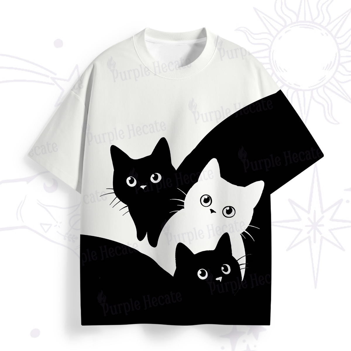 Purplehecate Curious Cats All Over Print T-Shirt