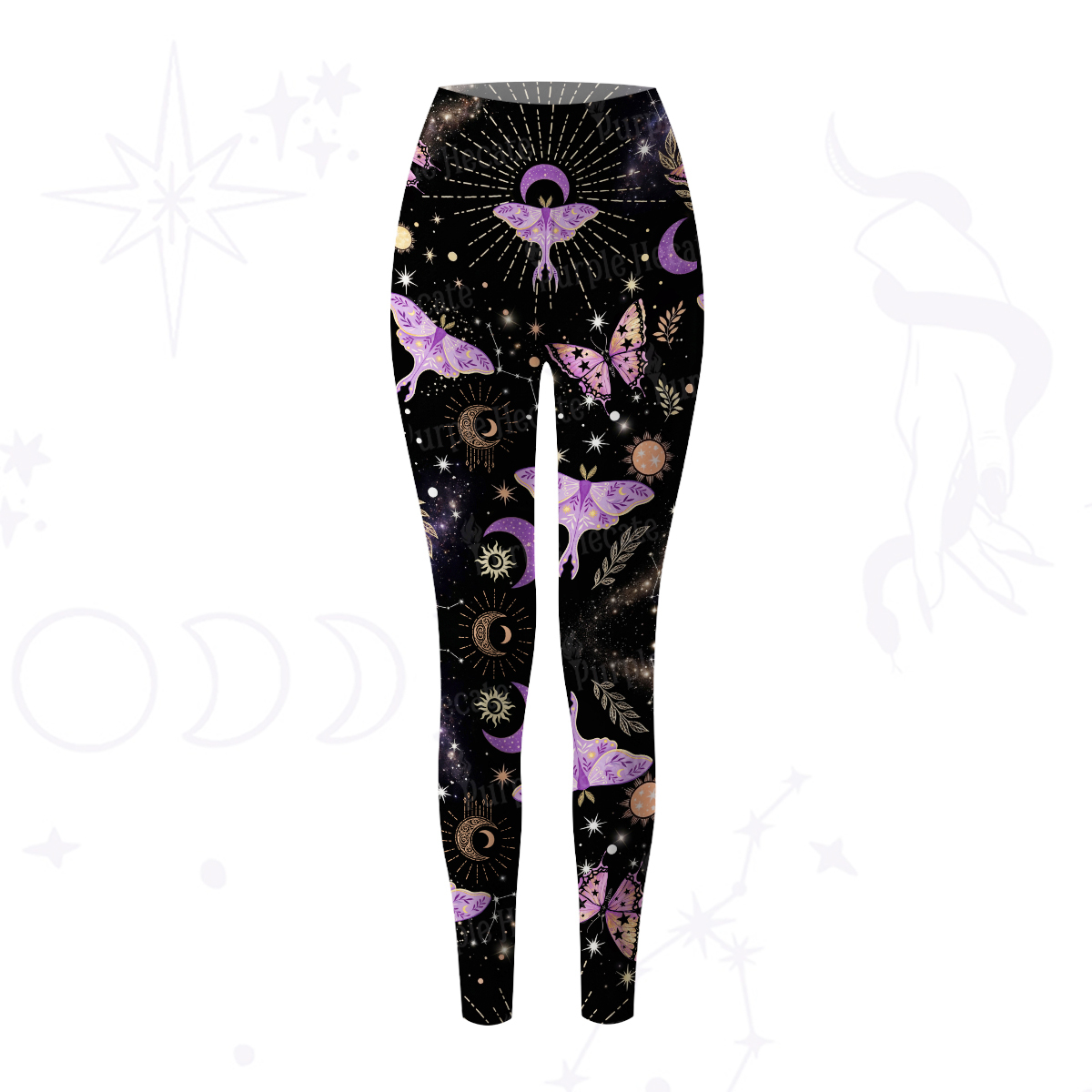 Purplehecate Starry Night Lunar Moth Yoga Pants