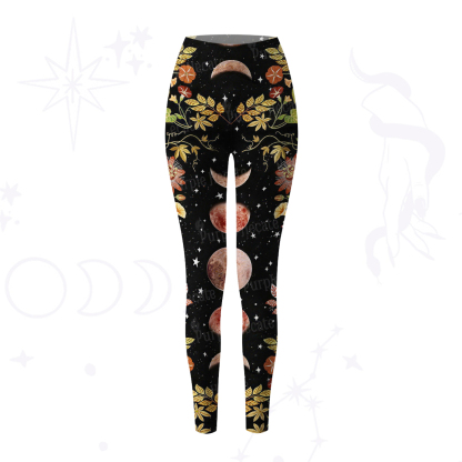 Purplehecate Moon Phase Floral Yoga Pants