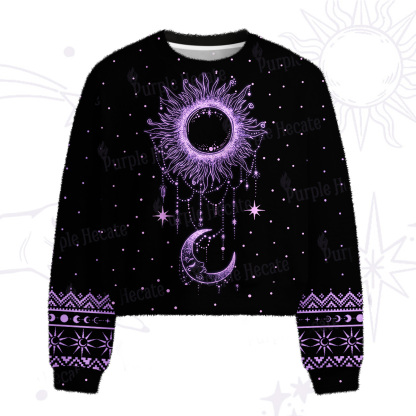 Purplehecate Radiance Of Sun And Moon Fuzzy Crewneck Sweater