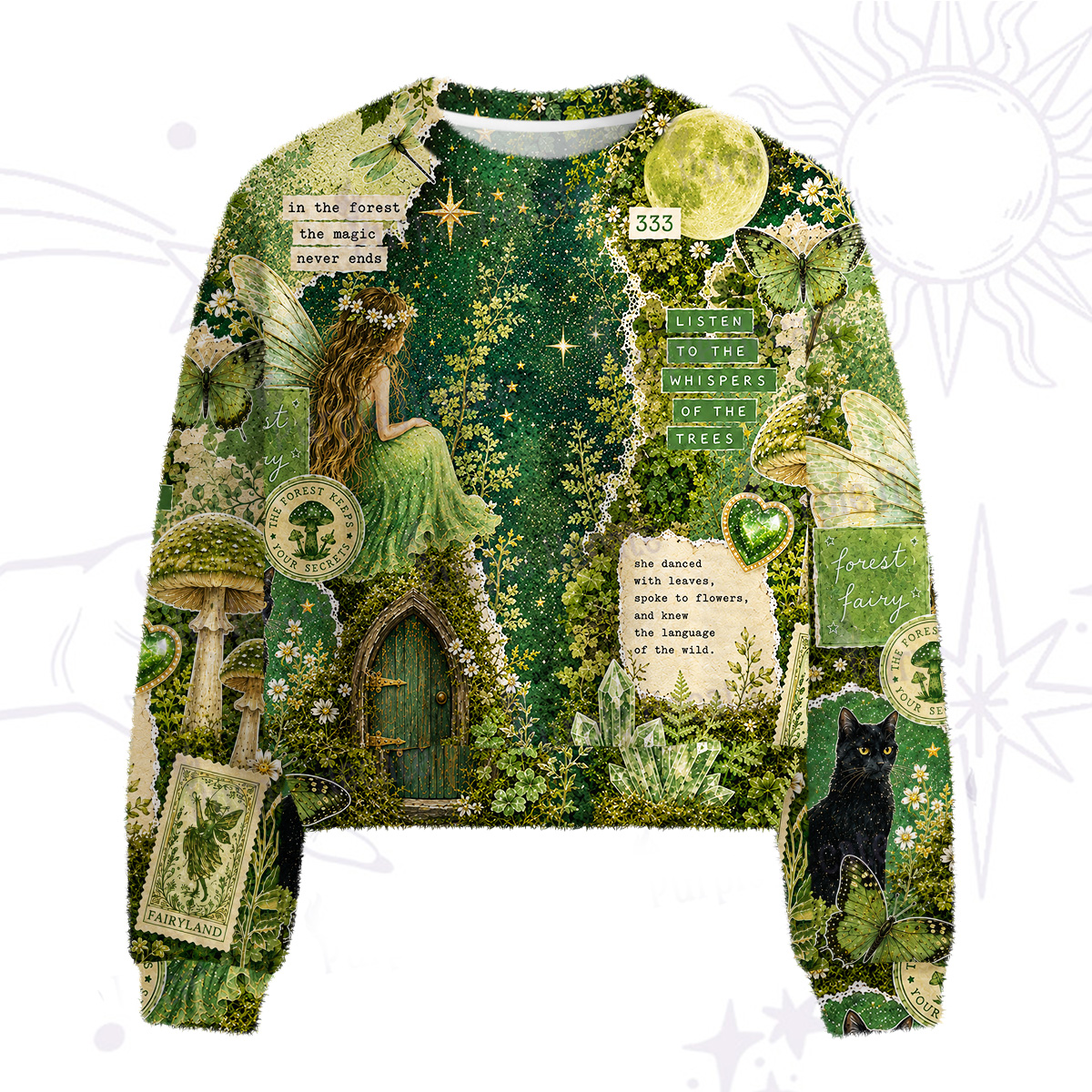 Purplehecate Forest Witch Who Listens to the Whispers of the Trees Fuzzy Crewneck Sweater