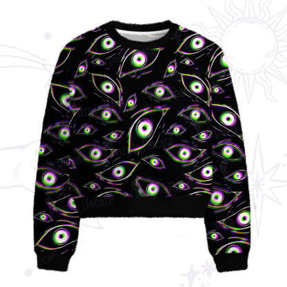 Purplehecate Glitch Vision Fuzzy Crewneck Sweater