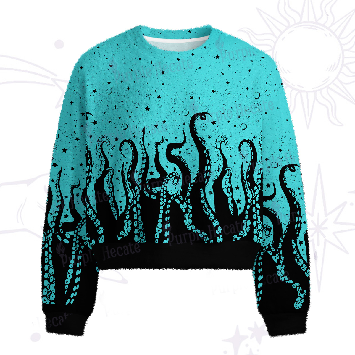 Purplehecate Tentacles of the Deep Fuzzy Crewneck Sweater