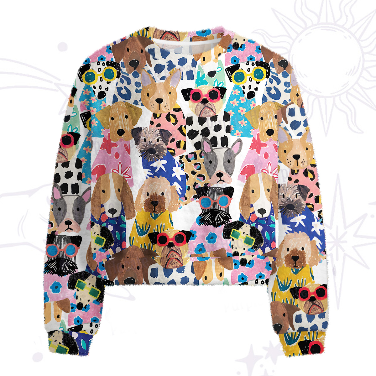 Purplehecate Puppy Parade Fuzzy Crewneck Sweater