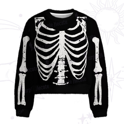 Purplehecate Skeleton Fuzzy Crewneck Sweater