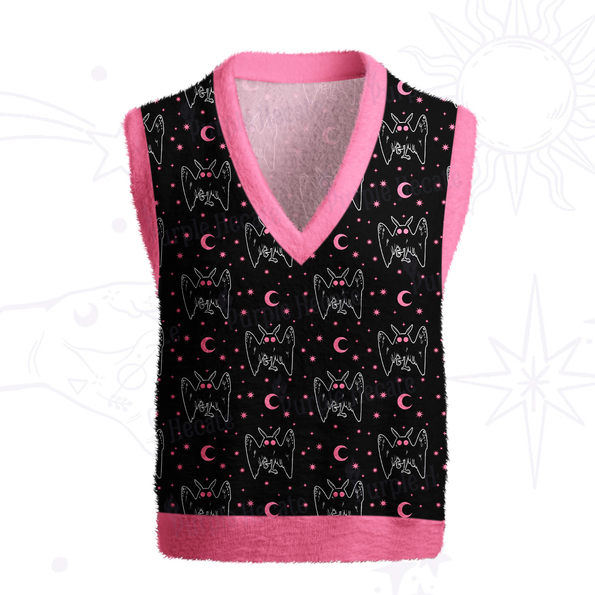 Purplehecate Witchy Mothman Night Ugly Sweater Vest