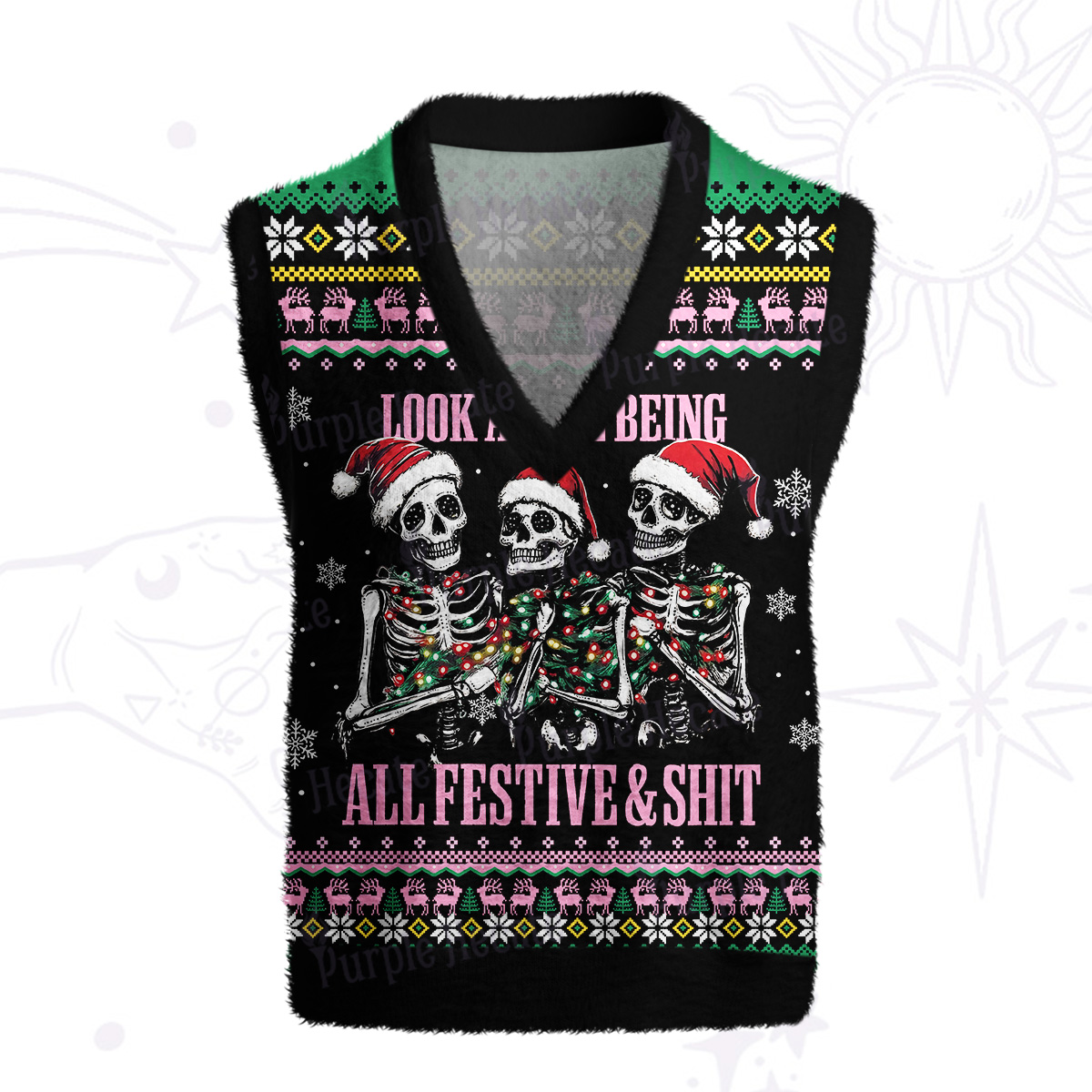 Purplehecate Look At Me Being All Festive And Shit Ugly Sweater Vest