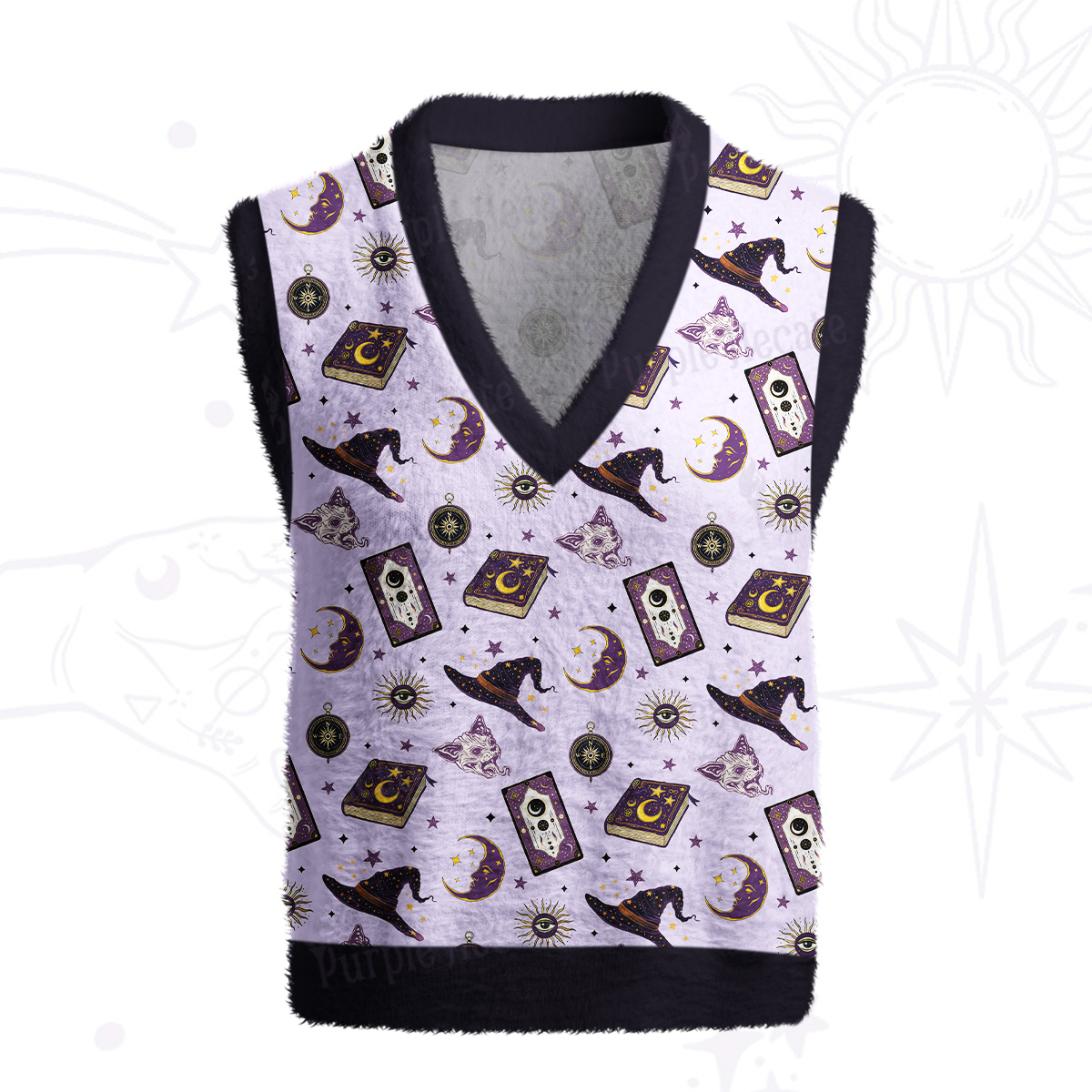 Purplehecate Midnight Witch Tarot Ugly Sweater Vest