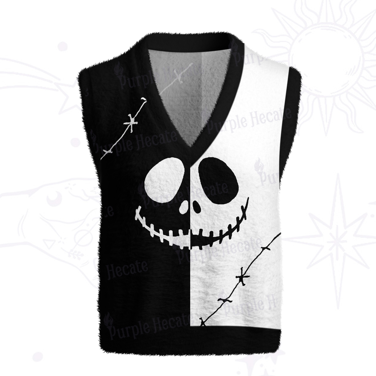 Purplehecate Grim Skeleton King Ugly Sweater Vest