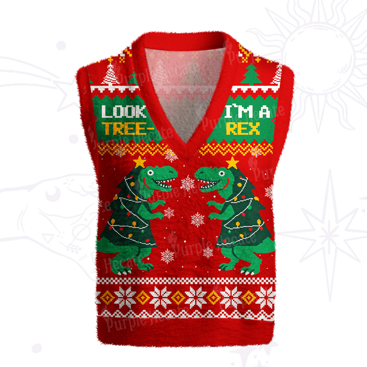 Purplehecate Look Tree I'm A T-Rex Ugly Sweater Vest