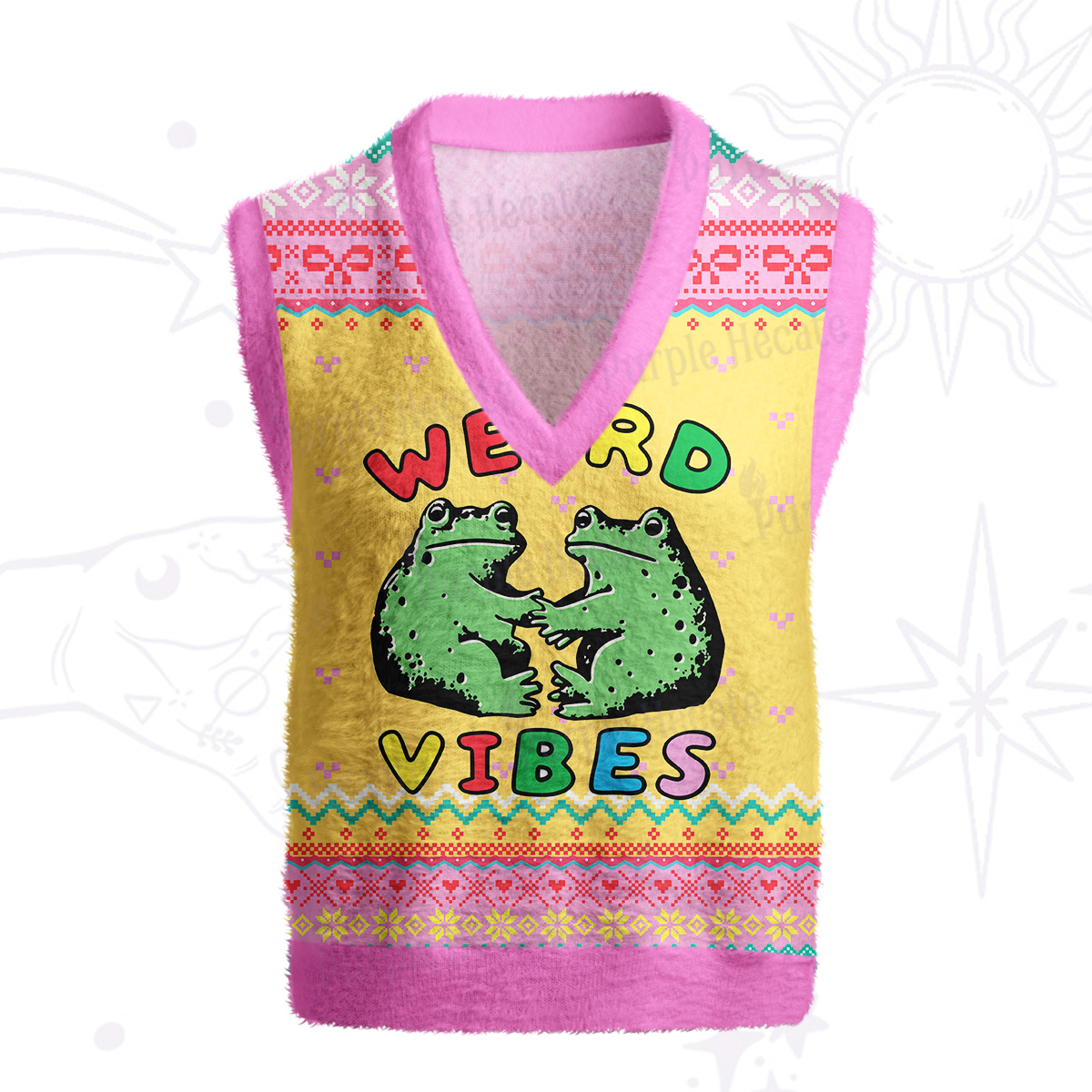 Purplehecate Weird Frog Vibes Ugly Sweater Vest