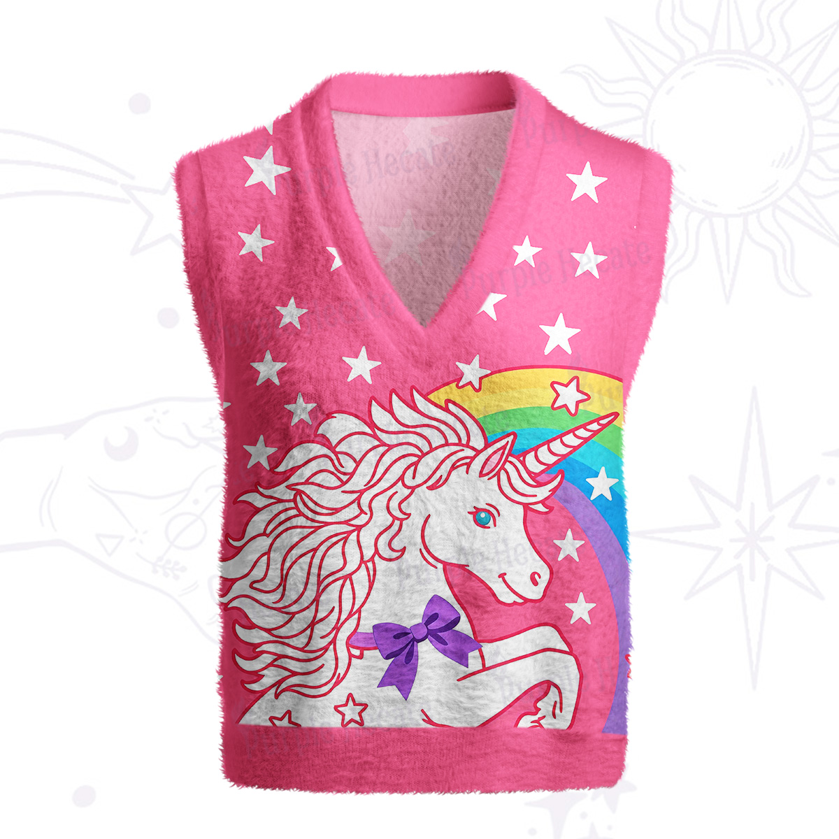 Purplehecate Mystic Horned Horse Ugly Sweater Vest