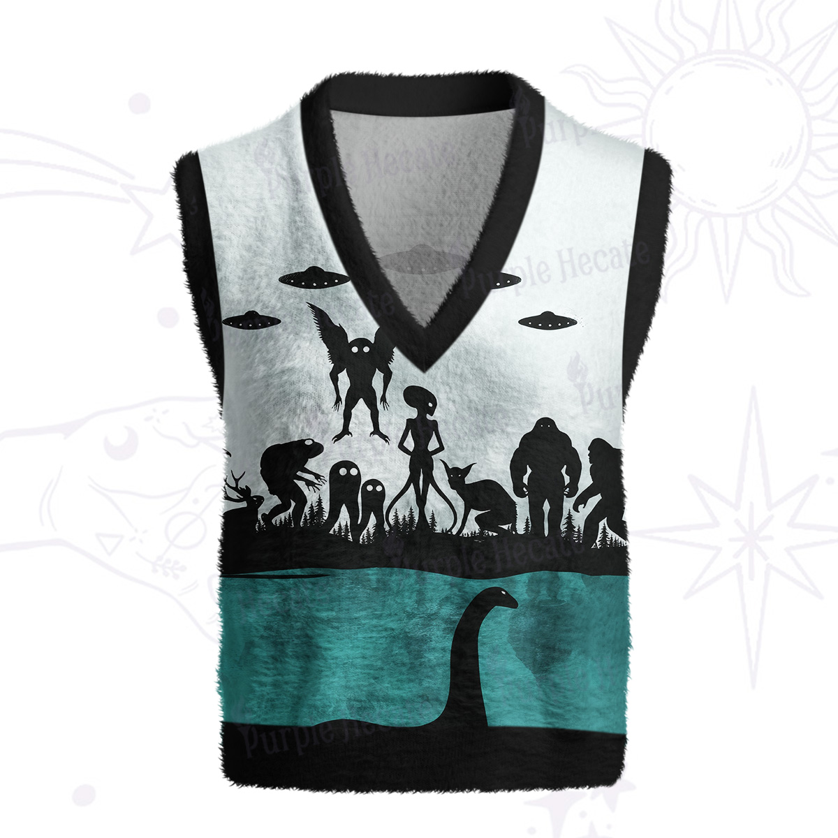 Purplehecate Alien Lake Monster Encounter Ugly Sweater Vest