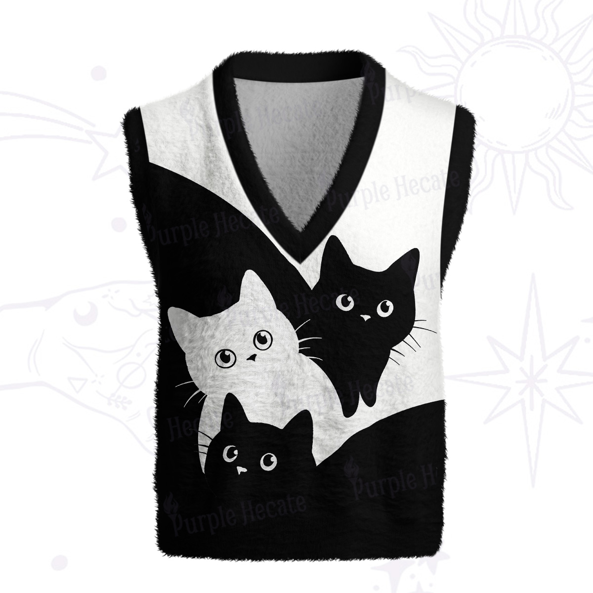 Purplehecate Curious Cats Ugly Sweater Vest
