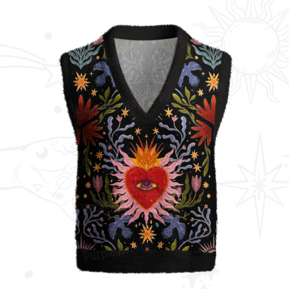 Purplehecate Sacred Flame Heart Ugly Sweater Vest