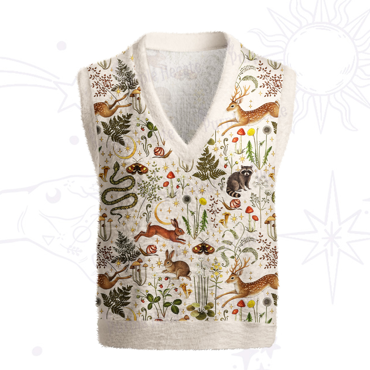 Purplehecate Enchanted Forest Animals Ugly Sweater Vest