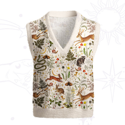 Purplehecate Enchanted Forest Animals Ugly Sweater Vest