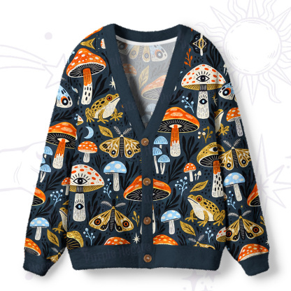 Purplehecate Mushroom Rainforest Frogs Ugly Cardigan Sweaters