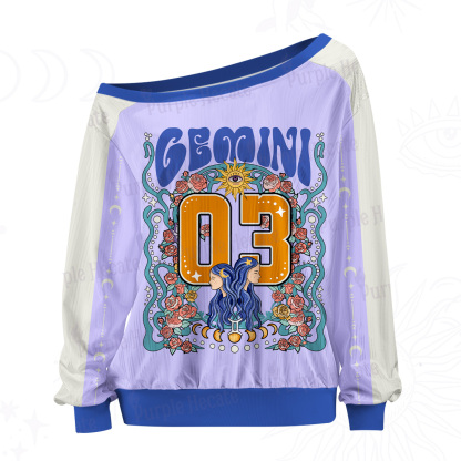 Purplehecate Gemini Spirit Zodiac Off The Shoulder Graphic Jersey