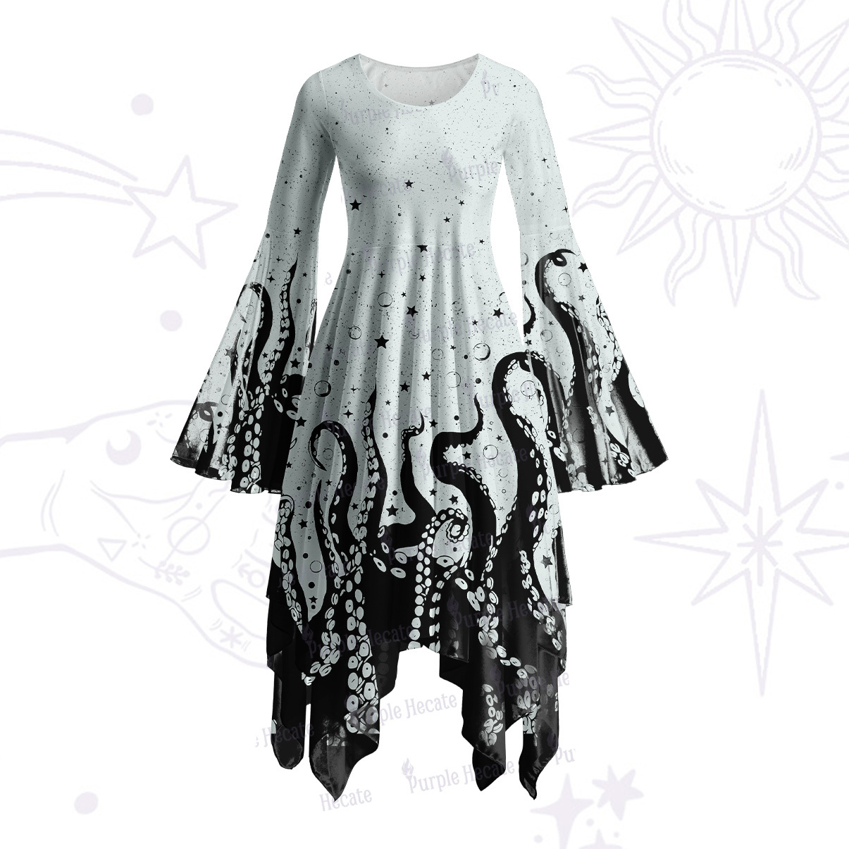 Purplehecate Tentacles of the Deep Bell Sleeve Dress