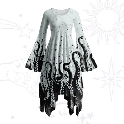 Purplehecate Tentacles of the Deep Bell Sleeve Dress