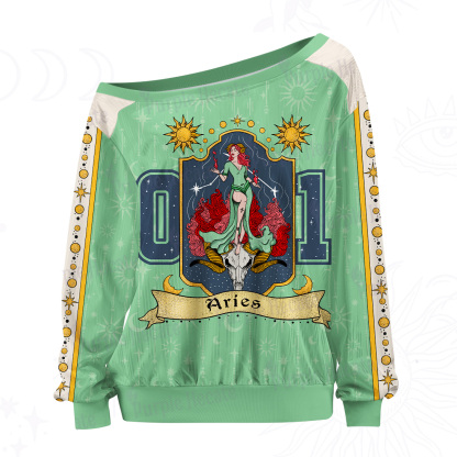 Purplehecate Aries Zodiac Off The Shoulder Graphic Jersey