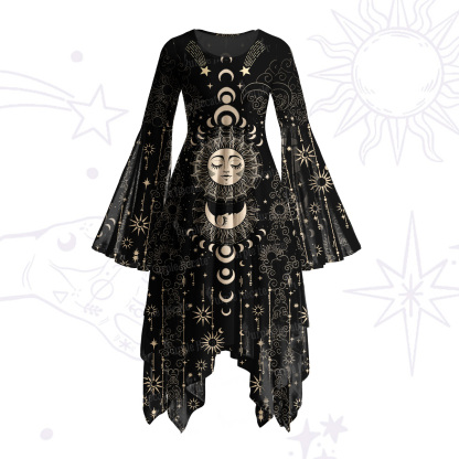 Purplehecate Lunar Eclipse Bell Sleeve Dress