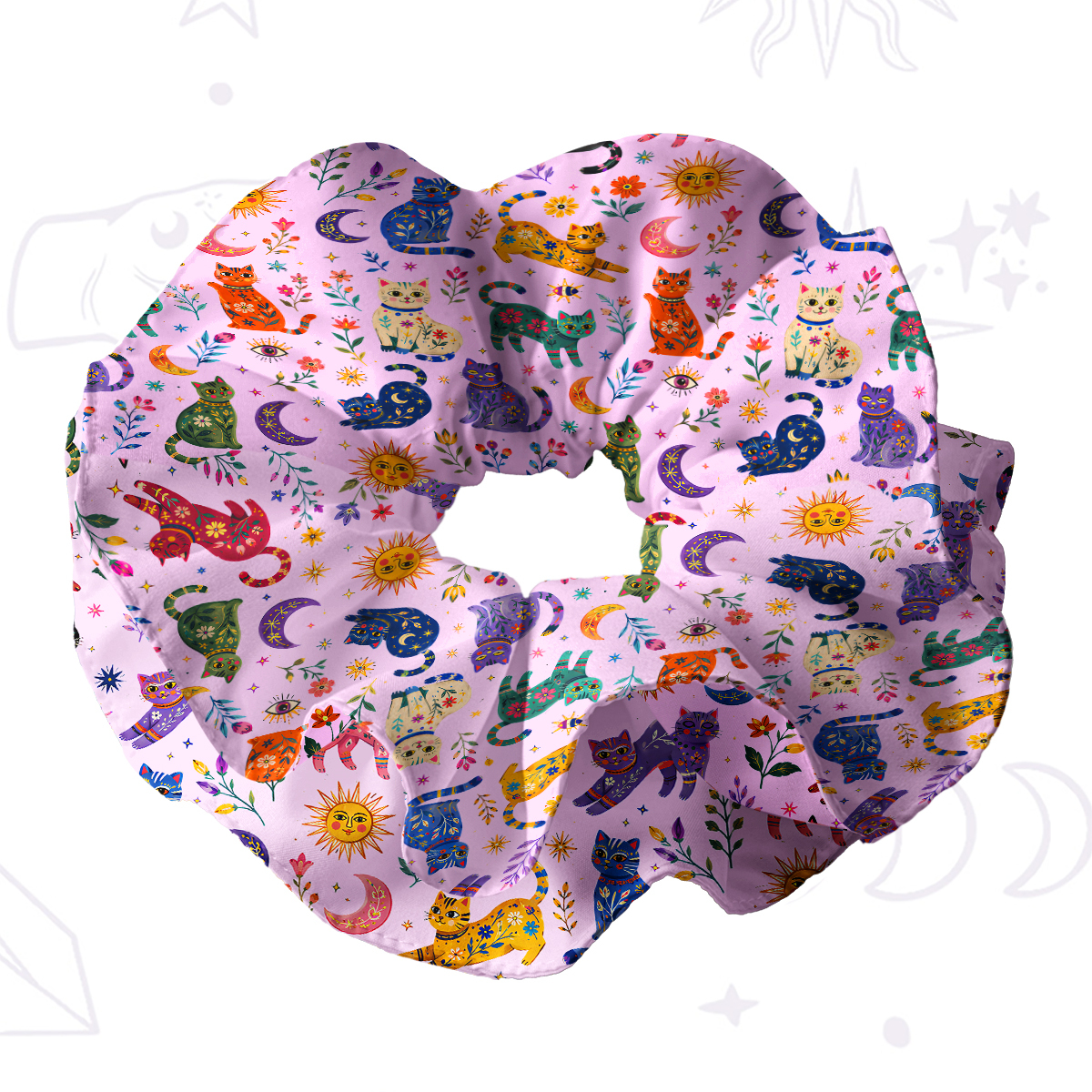 Purplehecate Rainbow Magic Cats Double Layer Scrunchie