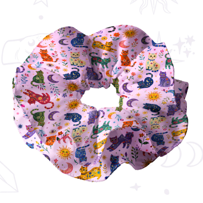 Purplehecate Rainbow Magic Cats Double Layer Scrunchie