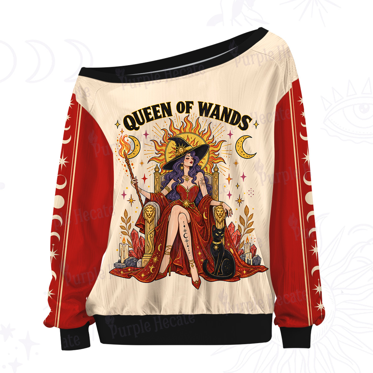 Purplehecate Queen of  Wands Off The Shoulder Graphic Jersey