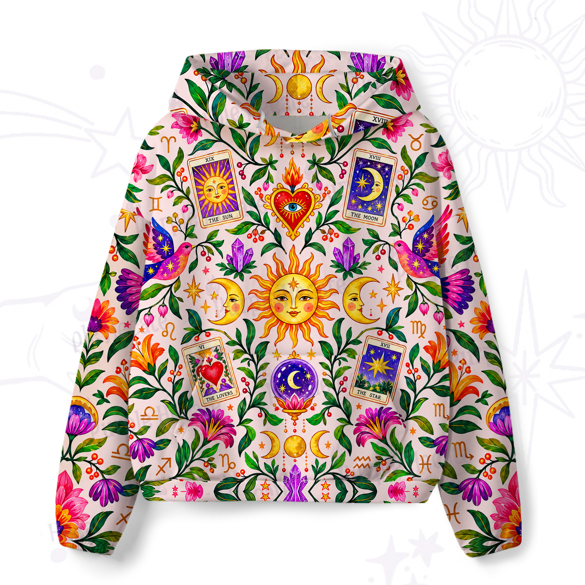 Purplehecate Celestial Tarot Garden All-Over Print Hoodie
