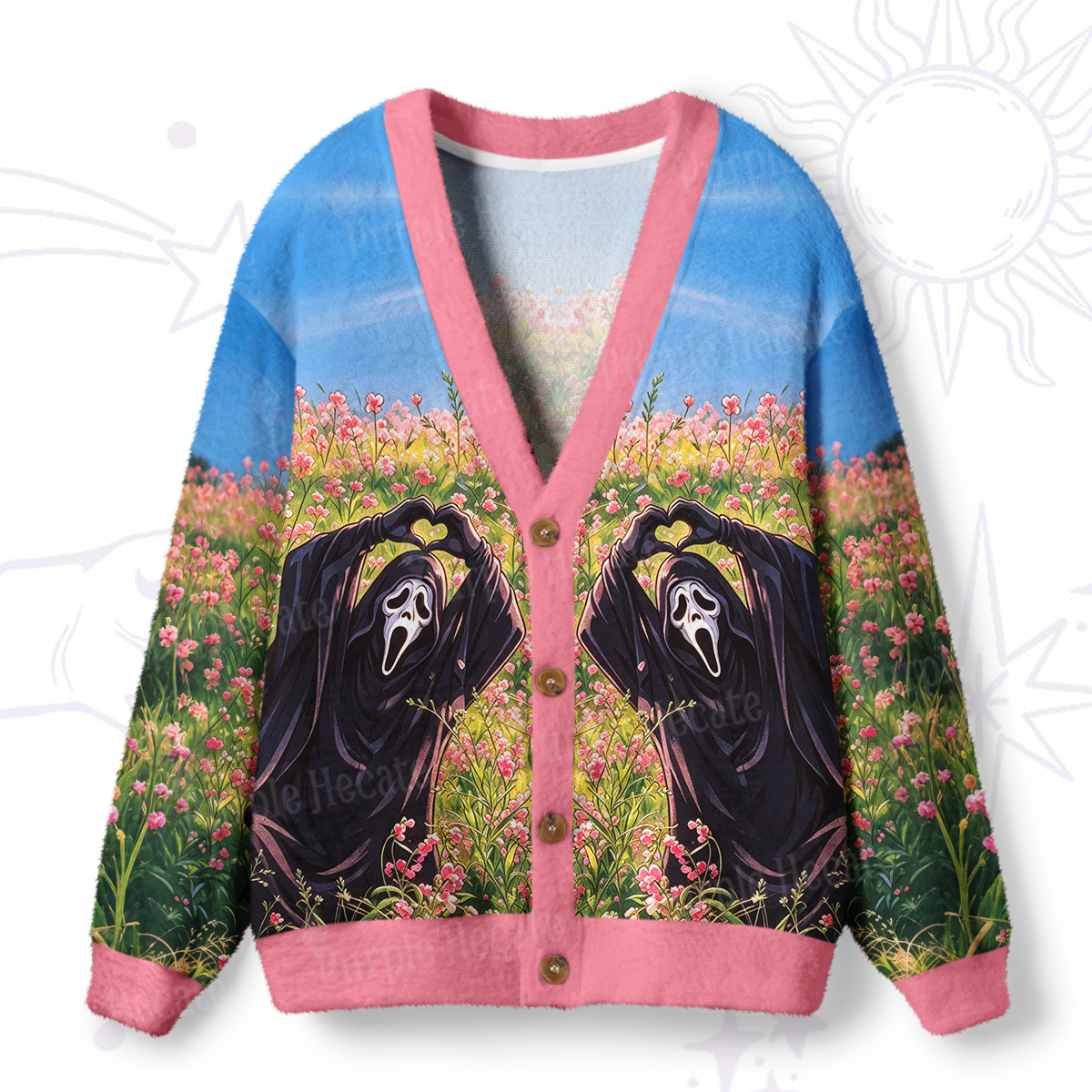 Purplehecate Melting Monster Ice Cream Ugly Cardigan Sweaters
