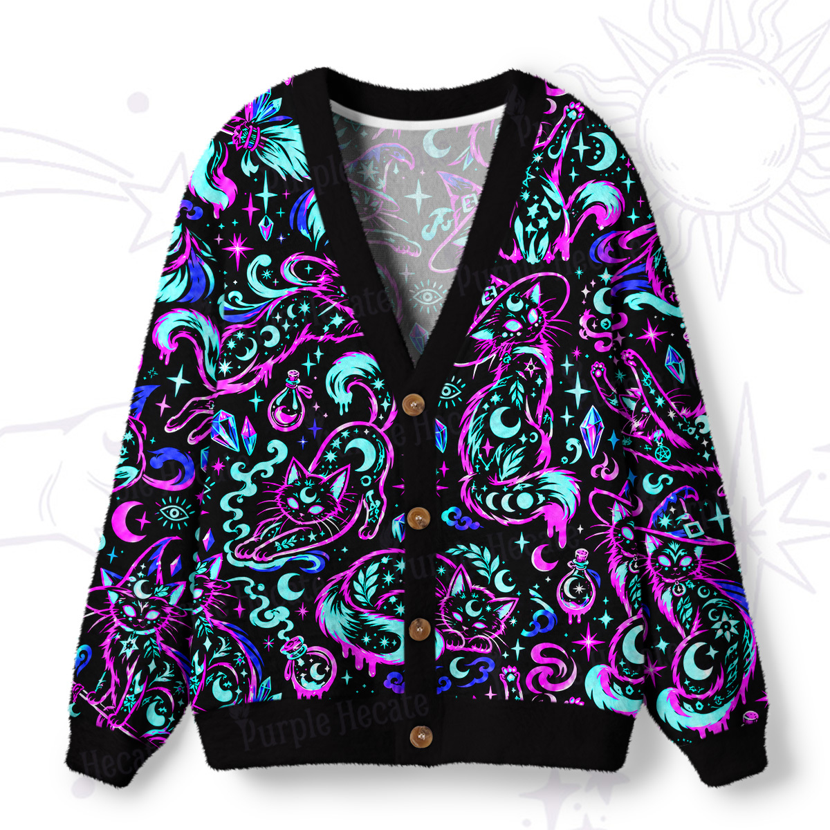 Purplehecate Christmas Magic Girl Ugly Cardigan Sweaters