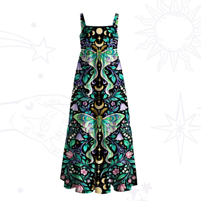 Purplehecate Mystic Moth of the Night Wide Straps Maxi Dress