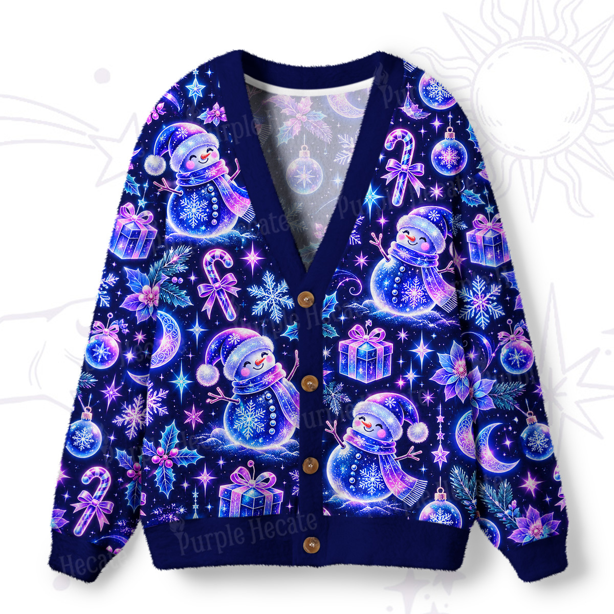 Purplehecate Christmas Magic Girl Ugly Cardigan Sweaters