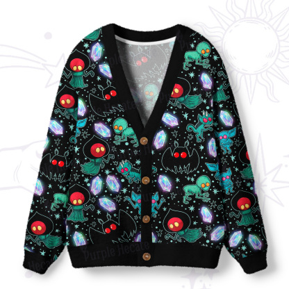 Purplehecate Dark Galaxy Creepy Mothman Ugly Cardigan Sweaters