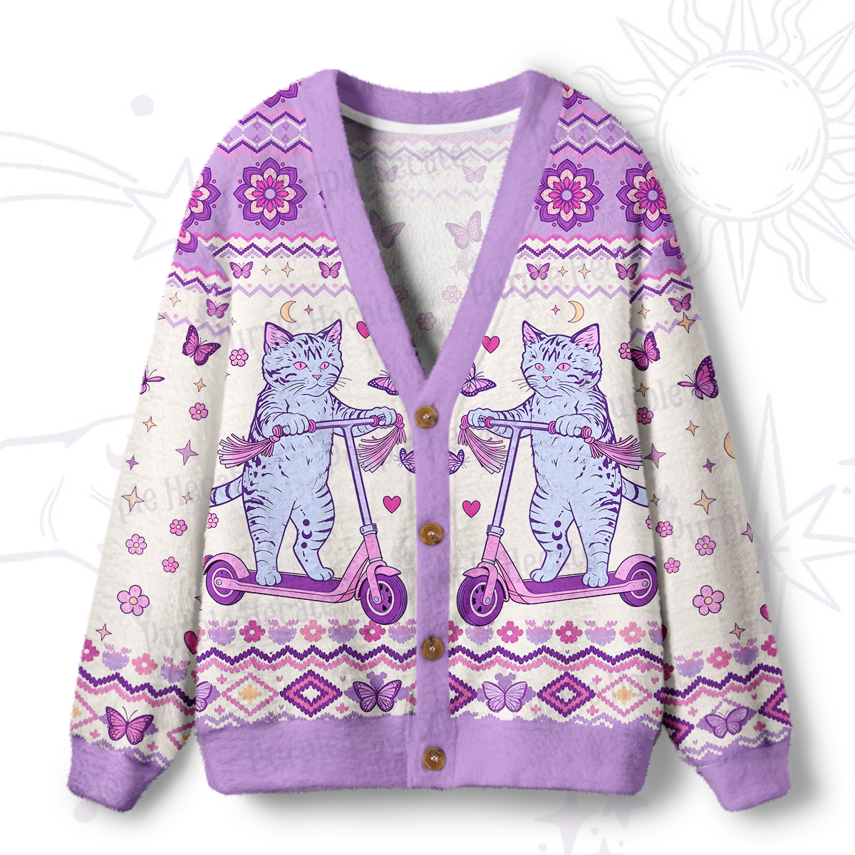 Purplehecate Off To Cause A Kerfuffle Cat Ugly Cardigan Sweaters