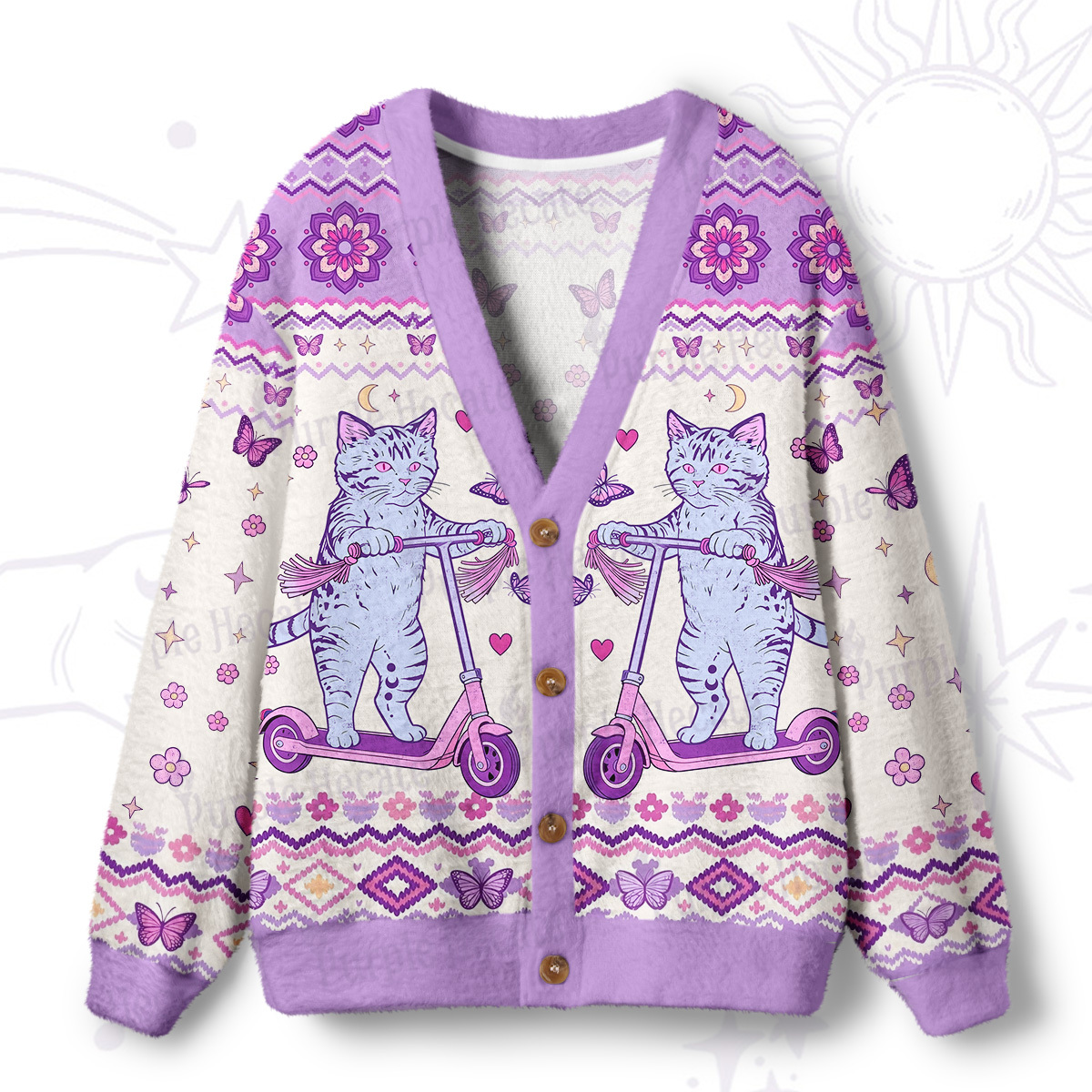 Purplehecate Melting Monster Ice Cream Ugly Cardigan Sweaters