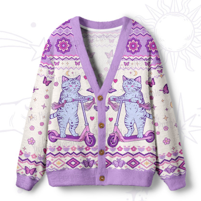 Purplehecate Off To Cause A Kerfuffle Cat Ugly Cardigan Sweaters
