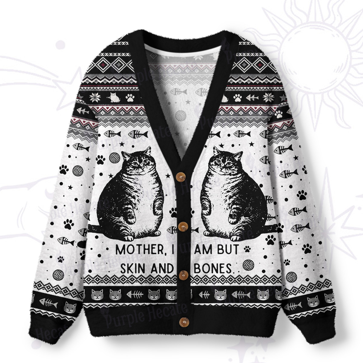 Purplehecate Christmas Magic Girl Ugly Cardigan Sweaters