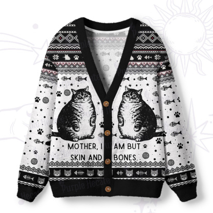 Purplehecate Cat Mother I Am But Skin And Bones Ugly Cardigan Sweaters