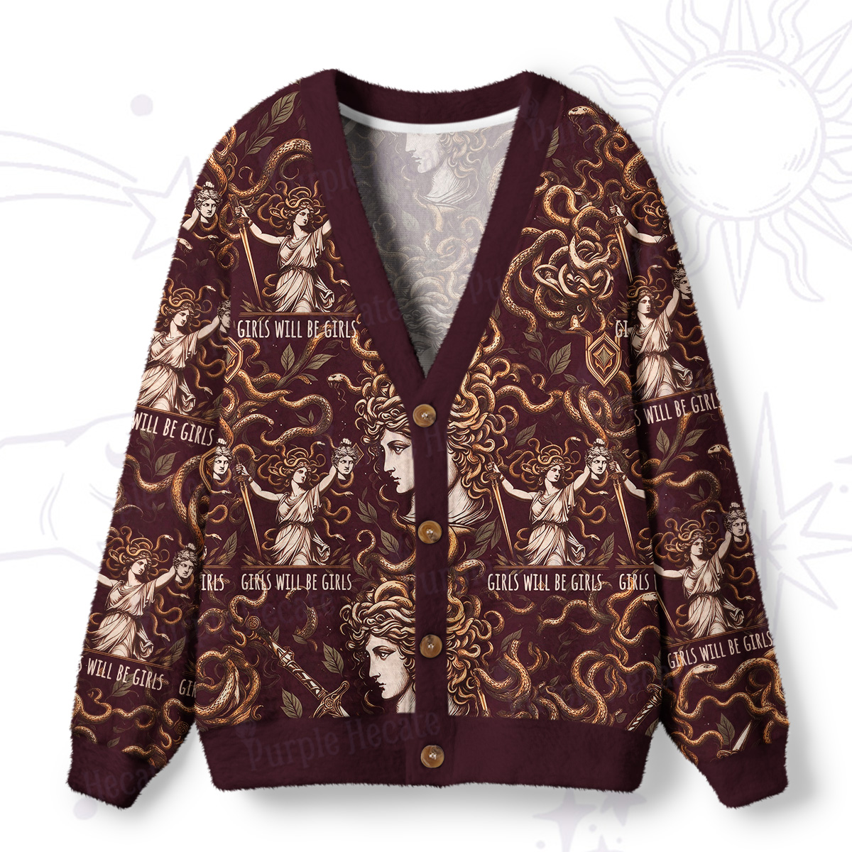 Purplehecate Girls Will Be Girls Medusa Ugly Cardigan Sweaters
