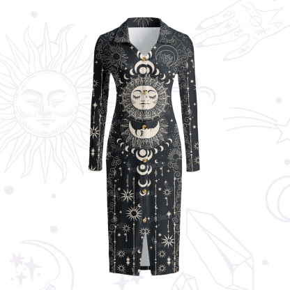 Purplehecate Lunar Eclipse Ribbed Knit Midi Dress