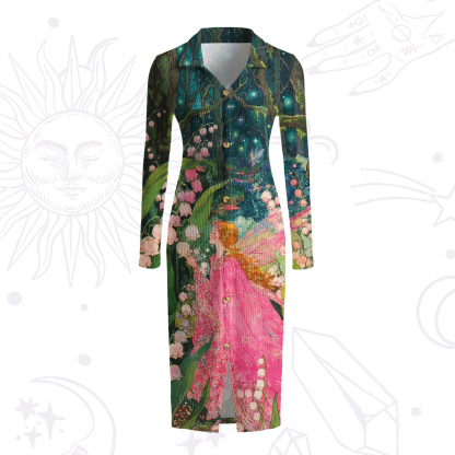 Purplehecate Mystic Secret Lily Fairy Forest Ribbed Knit Dress