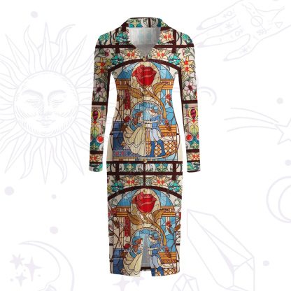 Purplehecate Stained Glass Rose Romance Ribbed Knit Dress
