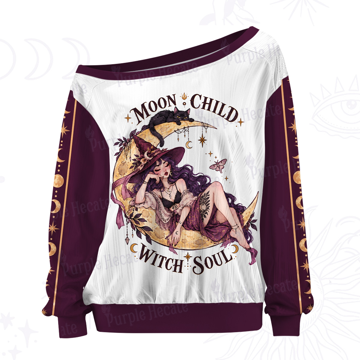 Purplehecate Moon Child Witch Soul Off The Shoulder Graphic Jersey